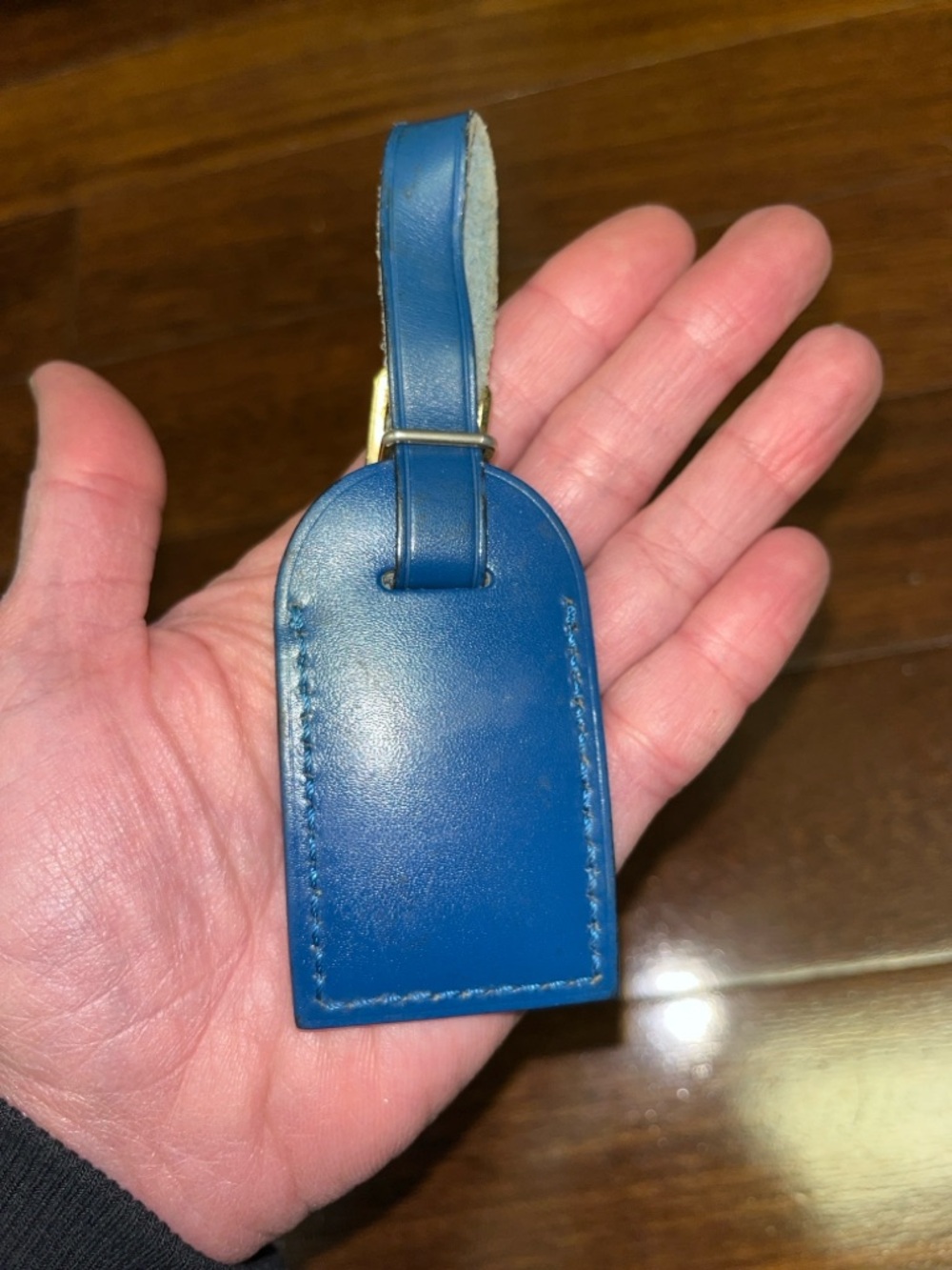 Louis Vuitton Blue Leather Luggage Tag with Brass Buckle - Picture 4 of 4